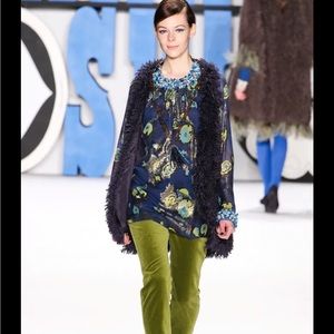 NWT Anna Sui Blue Silk Fall 2012 Runway collection tunic dress size 4 $685